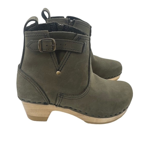 No.6 Store Olive Green Nubuck Leather Buckle Clog Boots EU 35 - Picture 3 of 9